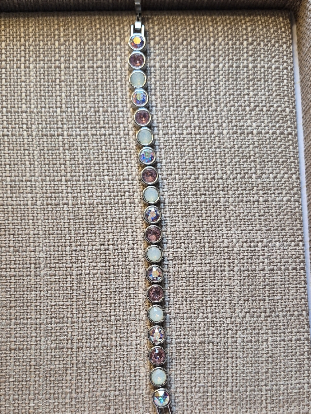 Touchstone Crystal Silver-Tone Bracelet with Pink and Iridescent Crystals